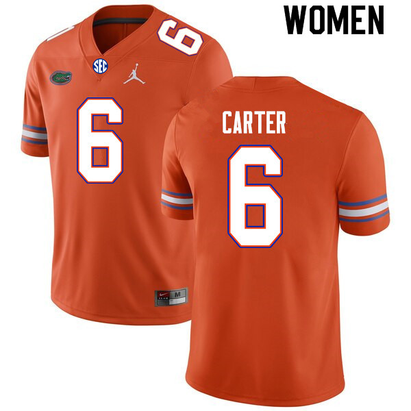 Women #6 Zachary Carter Florida Gators College Football Jerseys Sale-Orange - Click Image to Close